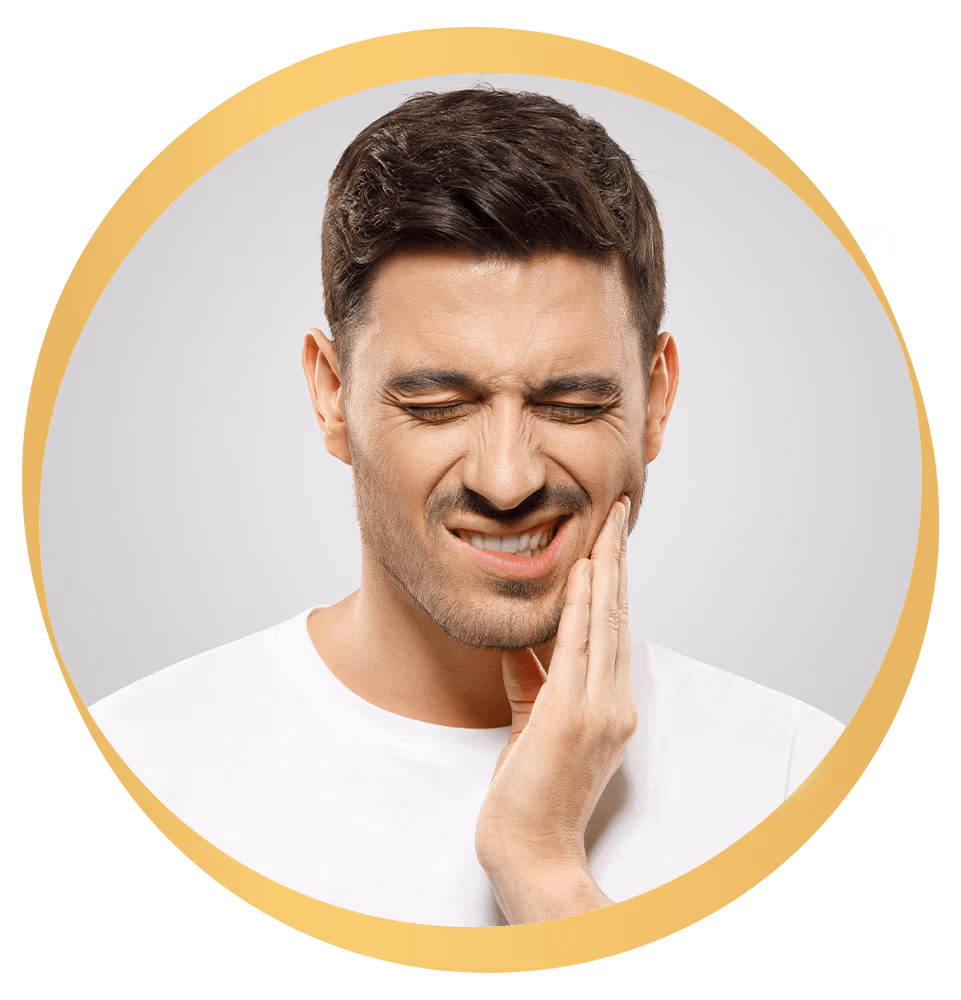Patient grabbing mouth in pain